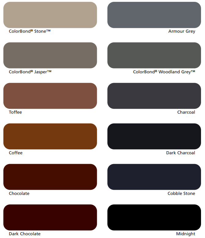Vivify Roofing Colour Options