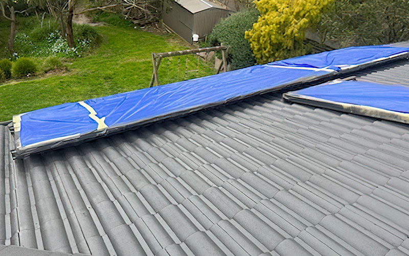 Solar Panels Masked Up For a Roof Restoration